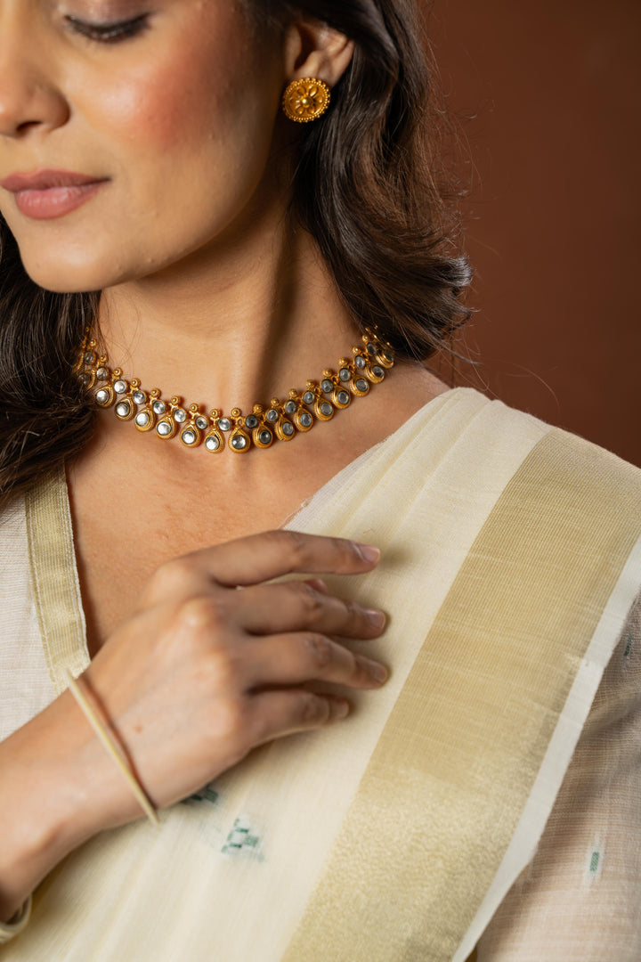 White Cotton Saree with Geometric Design