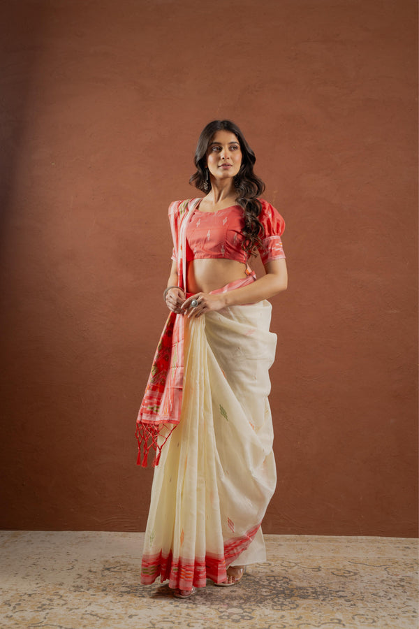 Bengal Cotton Beauty in White Saree